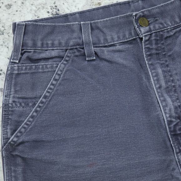 RARE Vintage Carhartt B25 PTB Petrol Blue - Grey Carpenter Shorts 30x8 - Picture 8 of 14